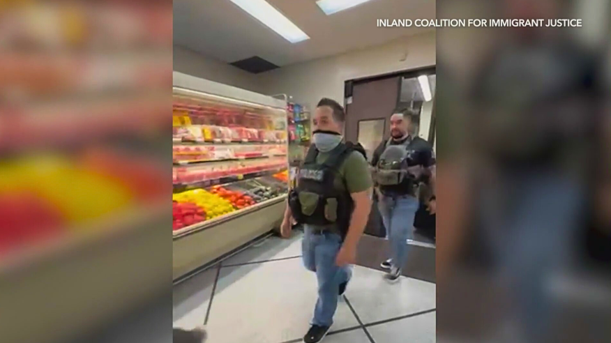 ICE agents at an Ontario California Stater Bros.